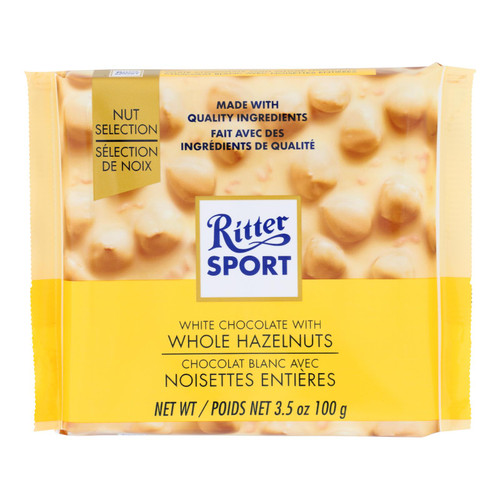 Ritter Sport Chocolate Bar - White Chocolate - Whole Hazelnuts - 3.5 Oz Bars - Case Of 10