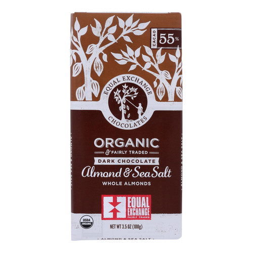 Equal Exchange - Bar Dark Chocolate Almond Sea Salt - Case Of 10 - 3.5 Oz