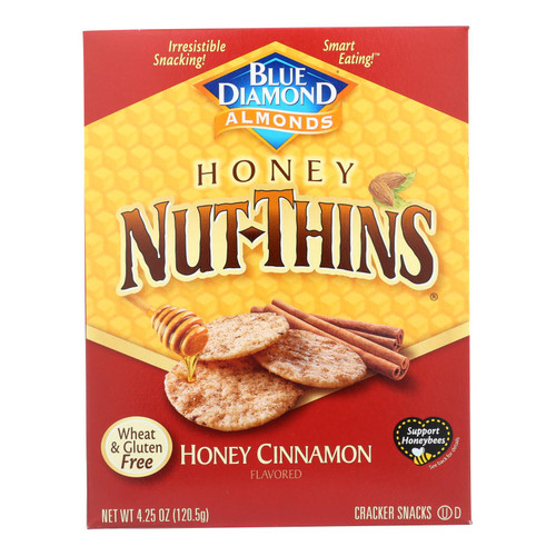 Blue Diamond - Nut Thin Crackers - Honey Cinnamon  - Case Of 12 - 4.25 Oz.