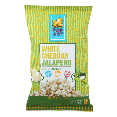 Pop Art Gourmet Popcorn - White Cheddar Jalapeno - Case Of 9 - 5 Oz.