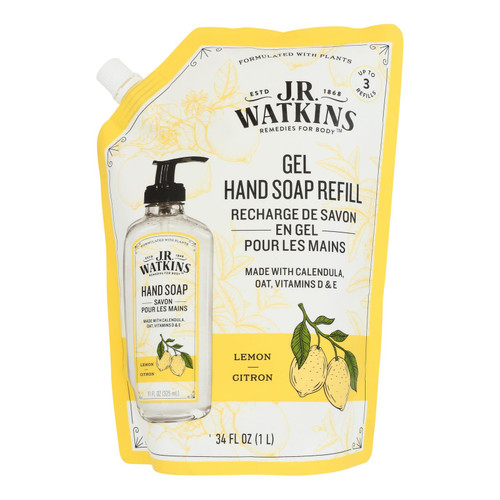 J.r. Watkins - Hnd Soap Gel Refill Lemon - Case Of 3-34 Fz