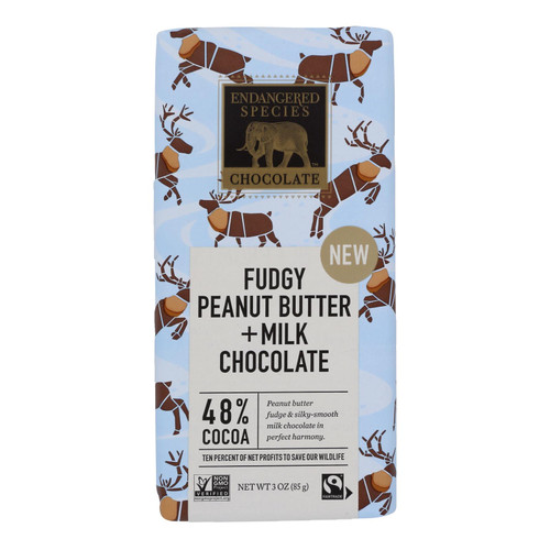 Endangered Species Chocolate - Chocolate Bar Milk Peanut Butter Fdg Carbu - Case Of 12-3 Oz