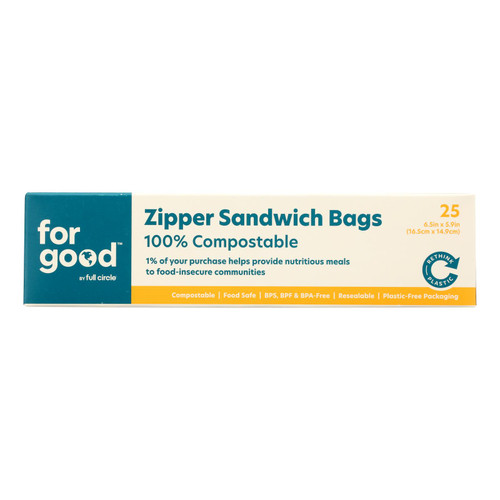 For Good - Sandwich Bags Zipper - Case Of 6-25 Ct