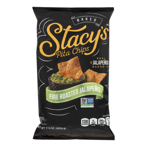 Stacy's Pita Chips Fire Roasted Jalapeno Pita Chips - Roasted Jalapeno - Case Of 12 - 7.33 Oz.