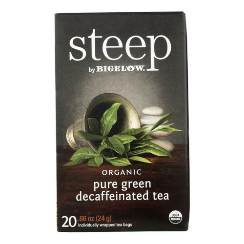 Steep By Bigelow Organic Green Tea - Pure Green Decaf - Case Of 6 - 20 Bags
