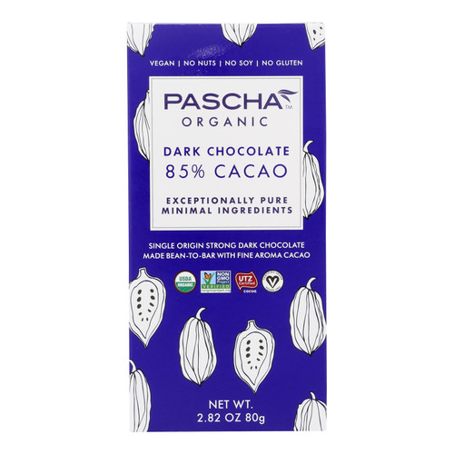 Pascha - Bar Chocolate 85% Cacao - Case Of 10 - 2.82 Oz