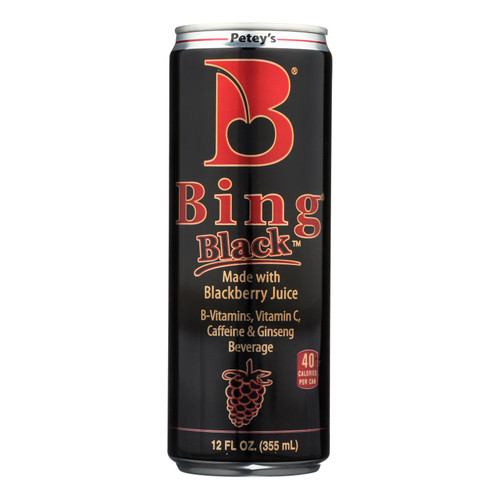 Petey's Bing Black B-vitamins Vitamin C Caffeine & Ginseng Beverage  - Case Of 24 - 12 Fz