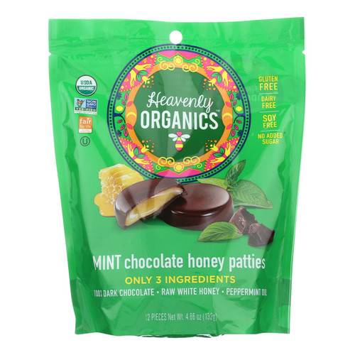 Heavenly Organics Organic Honey Patties - Mint Chocolate - Case Of 6 - 4.66 Oz.
