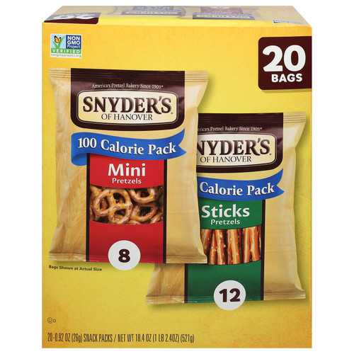 Snyder's Of Hanover - Pretzel Mini & Stick 20 Bag - Case Of 4 - 18.4 Ounces