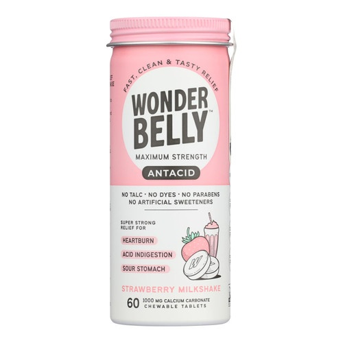 Wonder Belly - Antacids Strawberry Milkshake - Case Of 4-60 Count