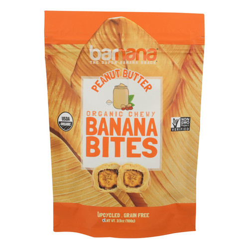 Barnana Chewy Banana Bites - Organic Peanut Butter - Case Of 12 - 3.5 Oz.