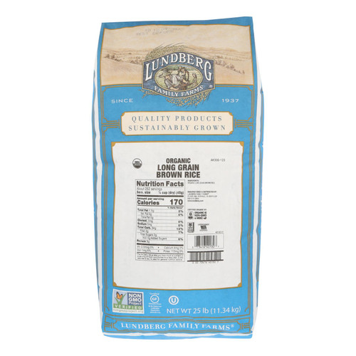 Lundberg Family Farms Organic Long Grain Brown Rice - Single Bulk Item - 25lb