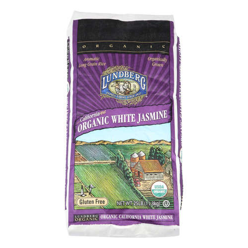 Lundberg Family Farms Organic Jasmine White Rice - Single Bulk Item - 25lb