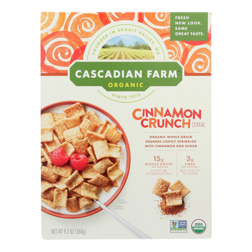 Cascadian Farm Organic Cereal - Cinnamon Crunch - Case Of 10 - 9.2 Oz