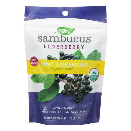 Nature's Way Sambucus Mint Flavored Zinc Lozenges  - 1 Each - 24 Ct