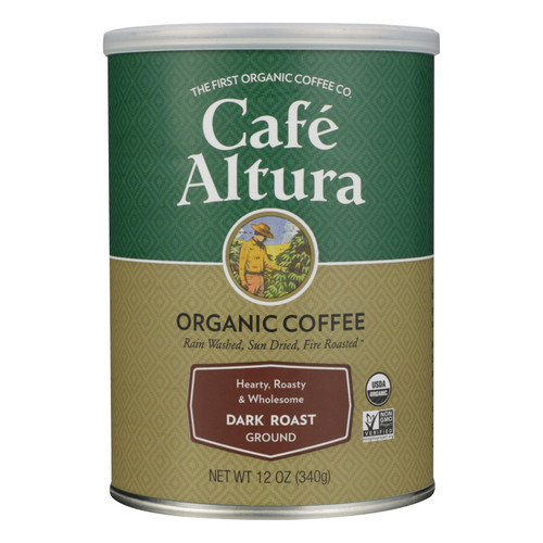 Cafe Altura - Organic Ground Coffee - Dark Roast - Case Of 6 - 12 Oz.