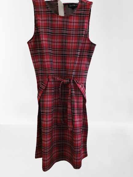 women's red and black plaid dress Red And Black Plaid Midi Dress With Red Trim XL main image 1