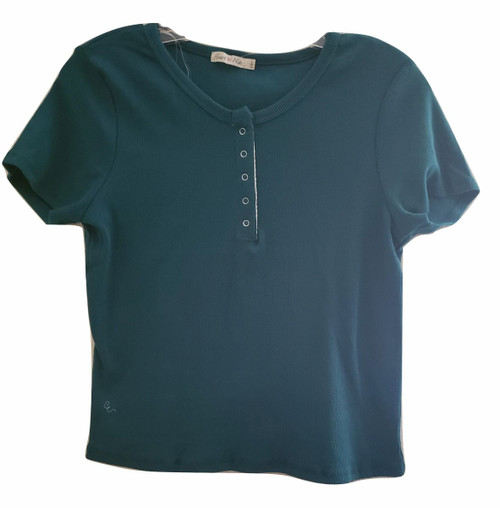 Green Snap Neckline Top