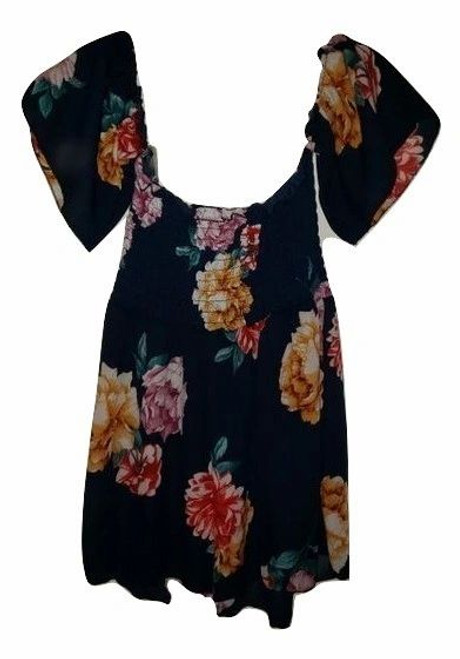 Navy Floral Bell Top