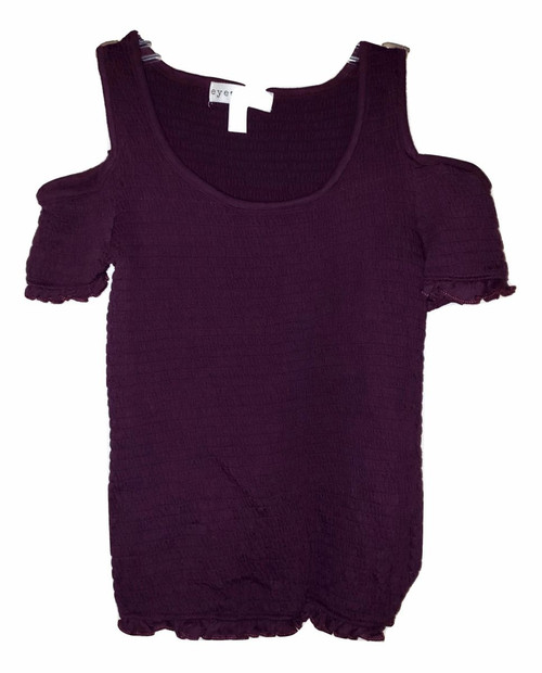 Plum Rib Shoulder Out Top