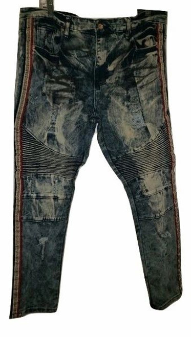 Trendy Washed Oil Wisk Side Strip Jeans