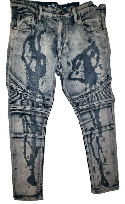 Gray Painted Wash Skinny Jeans