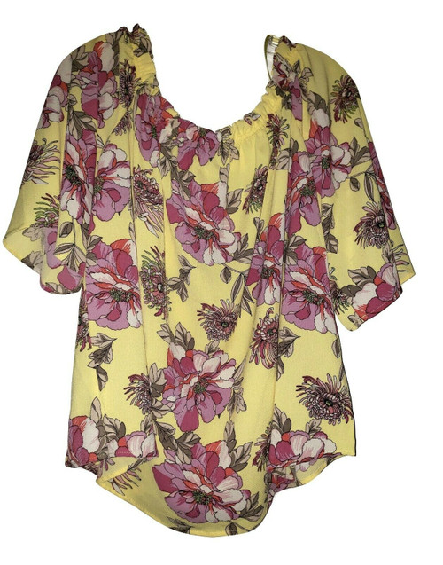 Yellow Floral Over the Shoulder Blouse