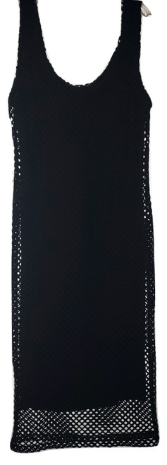 Black Fish Net Mesh Midi Dress