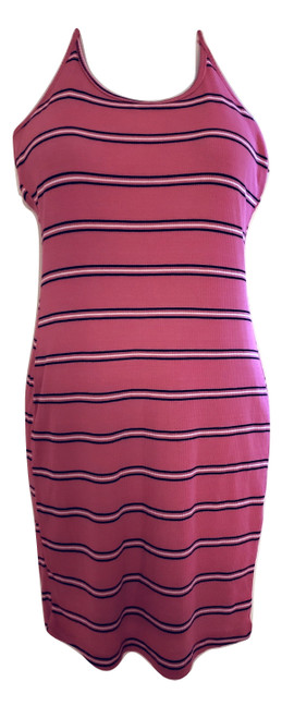 Pink Stripe Rib Strap Dress