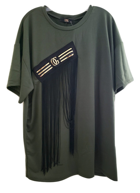 Green Black Fringe Tunic