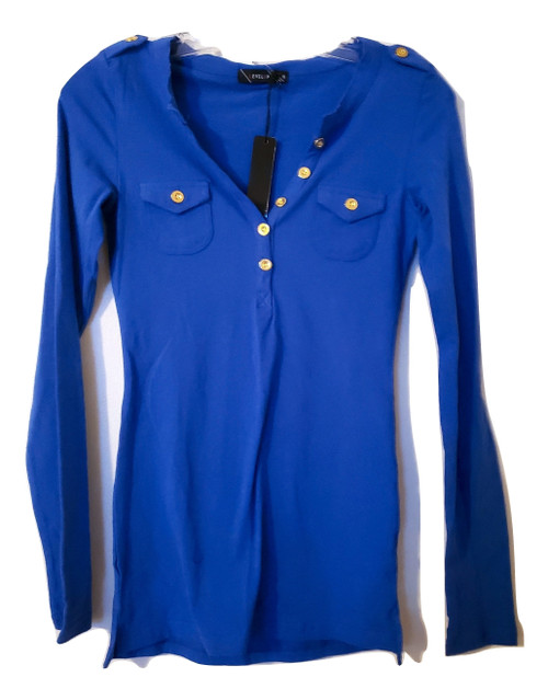 Royal Blue Button Top