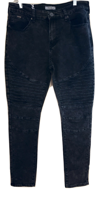 Black Gray Rib Skinny Jeans