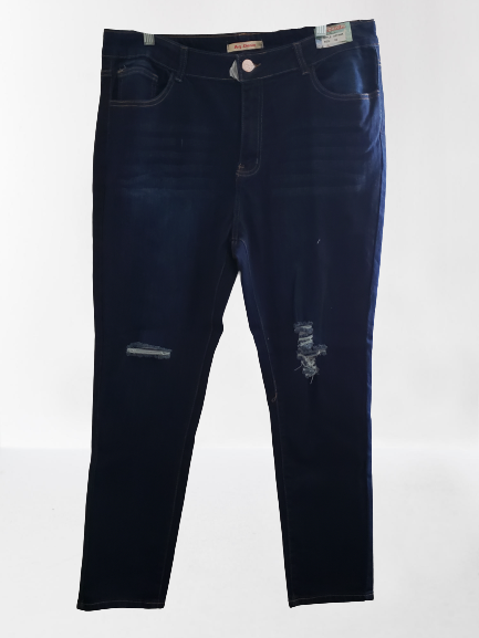 Dark Blue Knee Ripped Jeans