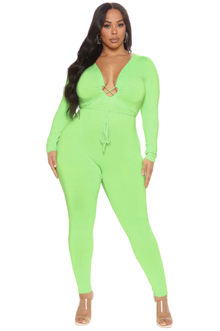 Lime Front Wrap Jumpsuit