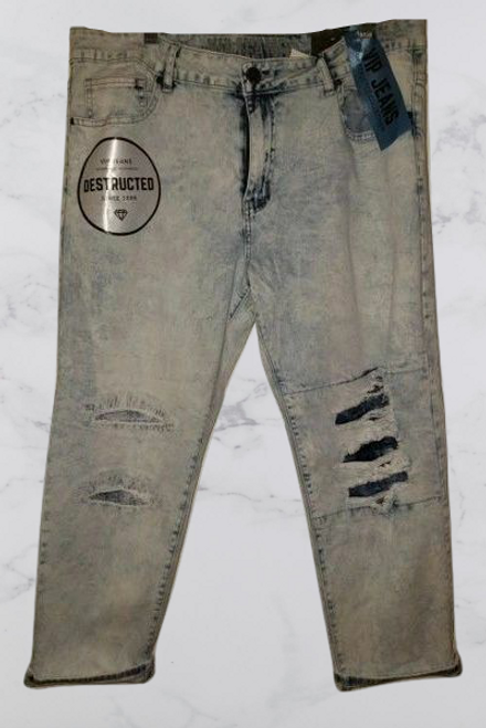 Sky Blue Destructed Cuff Jeans