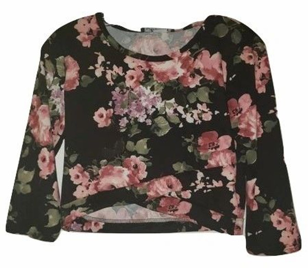 Black Floral Flare Long Sleeve