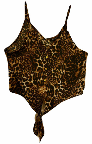 Cheeta Button Down Tie Front