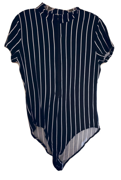 Black Stripe Zipper Body Suit