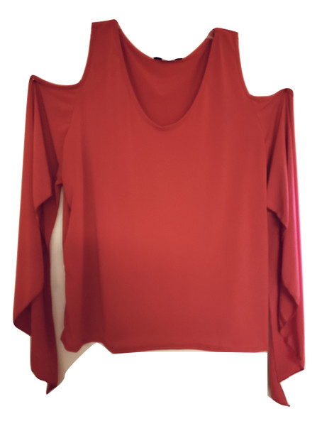 Red Shoulder Out Bell Top