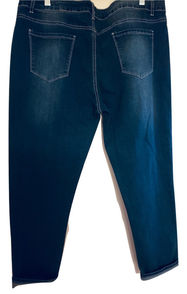 Blue Ripped Distressed Cuff Skinny Jeans