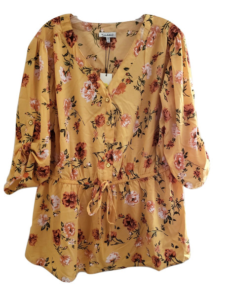 Yellow Floral Tie Smock Waist