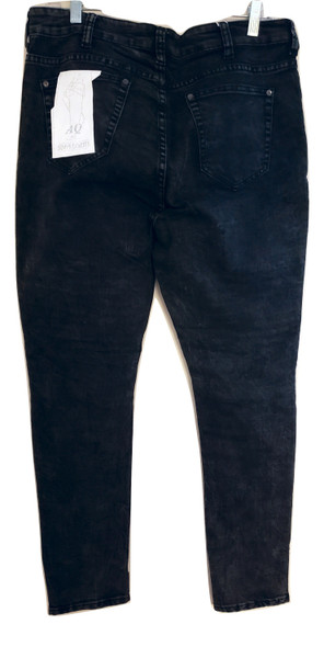 Black Gray Rib Skinny Jeans