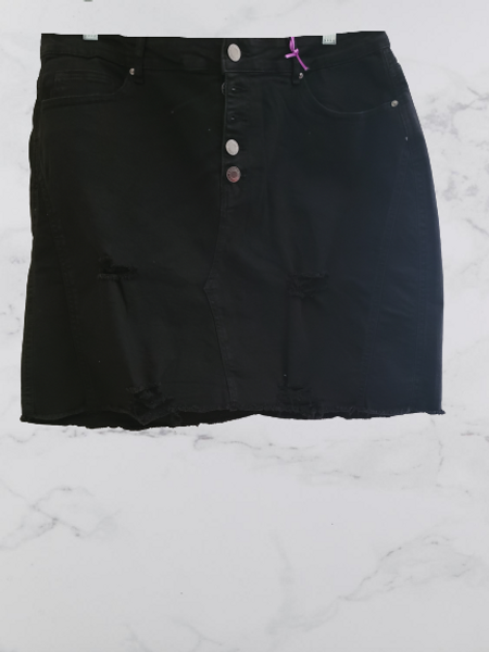 Black Distressed Jean Mini Skirt