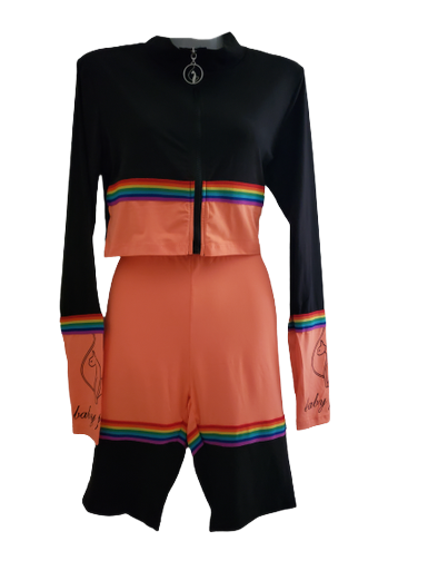Baby Phat Black Peach Bow 2PC Short Set