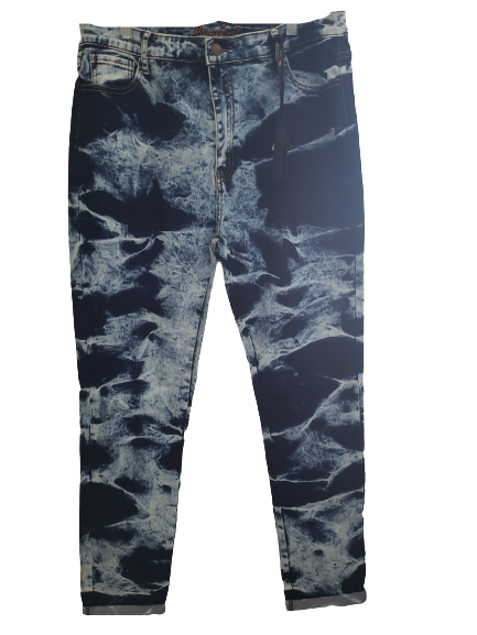 Dark Blue Skinny Wash Roll Cuff Jeans