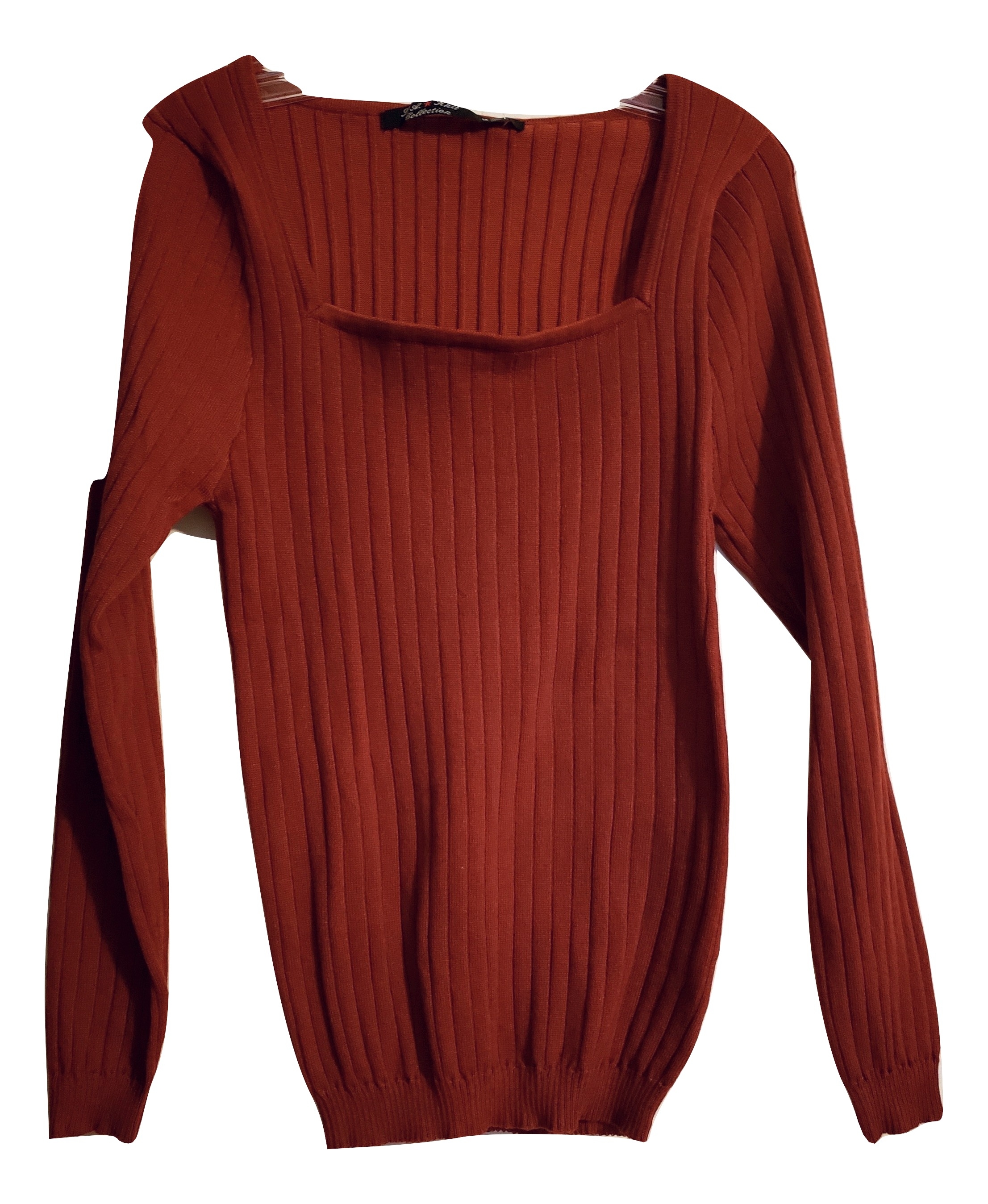 red square neck sweater