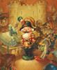 Close up of a festive nutcracker soldier, a ballerina, and a cast of lively characters set against a glowing castle backdrop, evoking a classic Christmas fairytale.