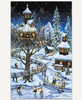 A handcrafted wooden jigsaw puzzle featuring Elfin Magic by artist Jeff Tift. The scene showcases playful Christmas elves in a festive flurry, bringing Santa’s workshop to life with bright colors, cheerful expressions, and holiday magic.