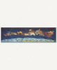 A Visit From St. Nicholas wooden jigsaw puzzle uncovers Santa Claus flying in the night sky over a village in his sleigh full of toys. Instead of reindeer pulling the sleigh, a variety of animals- elephant, giraffe, tiger, boar, fox, etc- are helping santa deliver presents.