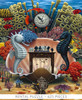 Close-up of Chess On The Reef, a whimsical underwater scene featuring two seahorses playing chess inside a giant clam shell. Rental Puzzle - 625 Pieces